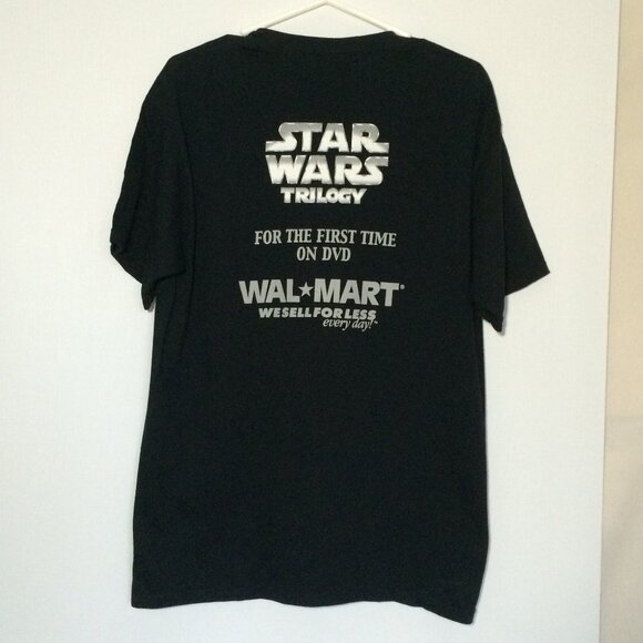 Star Wars Trilogy DVD Walmart Advertising T-Shirt Large Black Pre-Shrunk Cotton - Picture 2 of 6